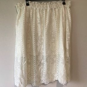 Skirt XL Midi White Lace Gibson Latimer EUC